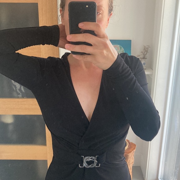 JUST CAVALLI black snake buckle dress, size 42/6 *as is - Picture 11 of 11